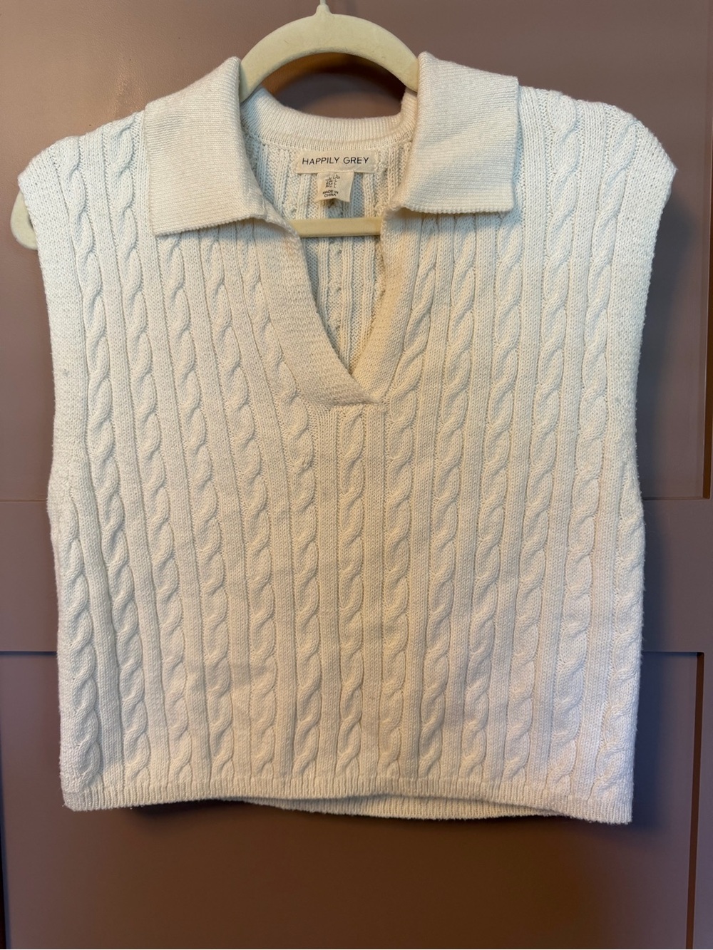Women's Cream Cable Knit Sweater Vest